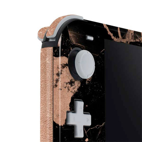 Black and Rose Gold Marble Split Nintendo Switch Lite Skin