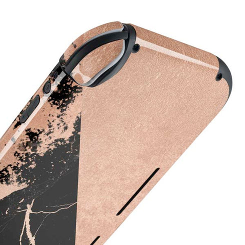 Black and Rose Gold Marble Split Nintendo Switch Lite Skin