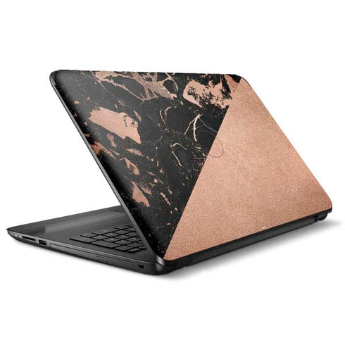 Black and Rose Gold Marble Split HP Notebook Skin