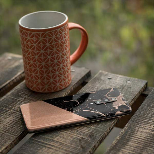 Black and Rose Gold Marble Split OnePlus 7 Pro Skin