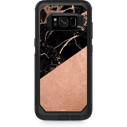Black and Rose Gold Marble Split Otterbox Commuter Galaxy Skin