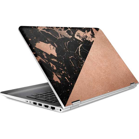 Black and Rose Gold Marble Split HP Pavilion Skin