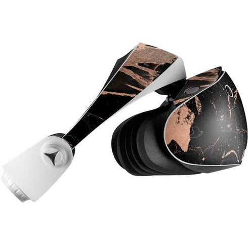 Black and Rose Gold Marble Split PlayStation VR2 Skin