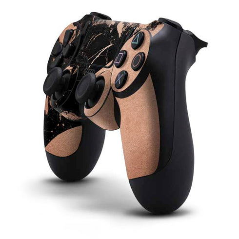 Black and Rose Gold Marble Split PS4 Controller Skin