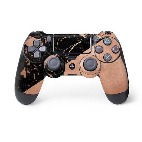 Black and Rose Gold Marble Split PS4 Controller Skin