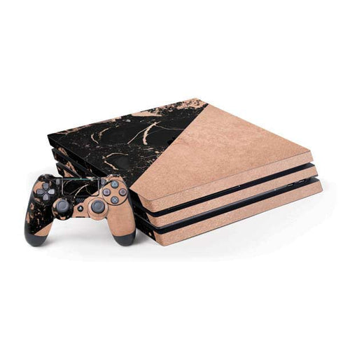 Black and Rose Gold Marble Split PS4 Pro Bundle Skin