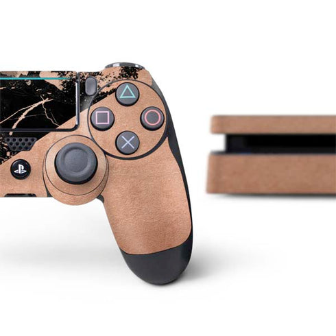Black and Rose Gold Marble Split PS4 Slim Bundle Skin
