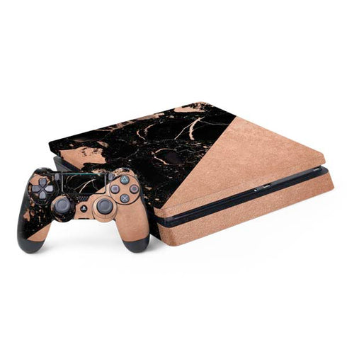 Black and Rose Gold Marble Split PS4 Slim Bundle Skin