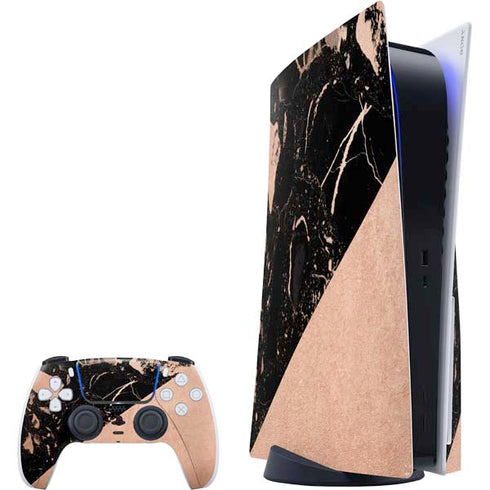 Black and Rose Gold Marble Split PS5 Bundle Skin