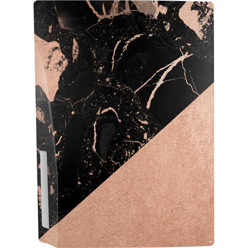 Black and Rose Gold Marble Split PS5 Console Skin