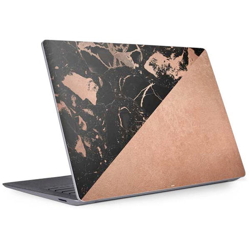 Black and Rose Gold Marble Split Surface Laptop 3 13.5in Skin