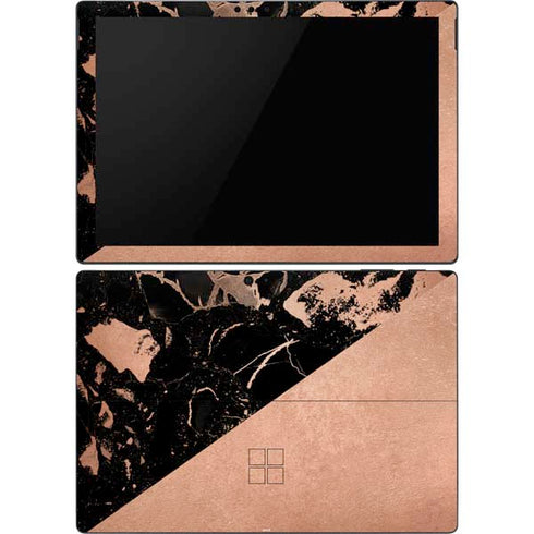Black and Rose Gold Marble Split Surface Pro 6 Skin
