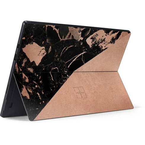 Black and Rose Gold Marble Split Surface Pro 7 Skin