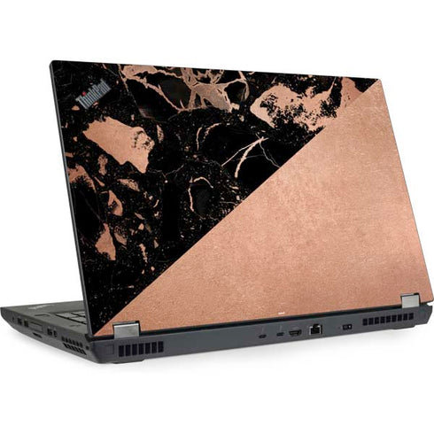 Black and Rose Gold Marble Split Lenovo ThinkPad Skin