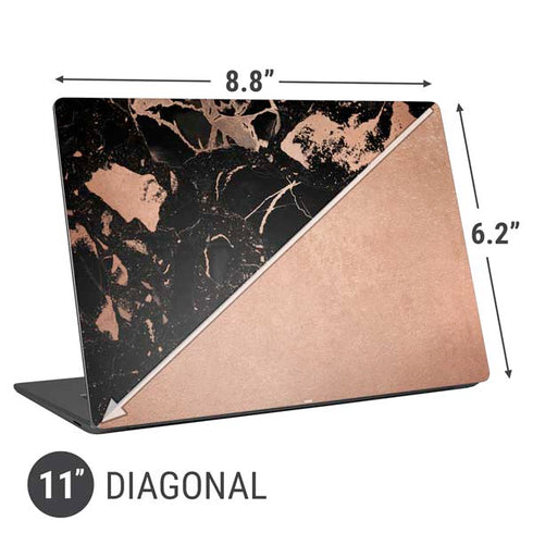 Black and Rose Gold Marble Split Universal Laptop 11in (8.8 x 6.2in) Skin