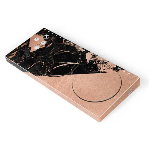 Black and Rose Gold Marble Split Xbox Adaptive Controller Skin