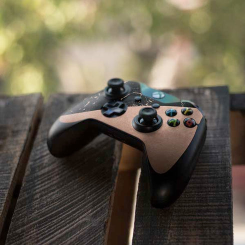 Black and Rose Gold Marble Split Xbox One Controller Skin