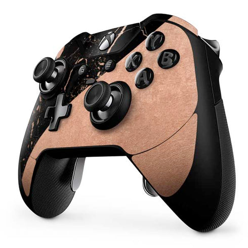 Black and Rose Gold Marble Split Xbox One Elite Controller Skin