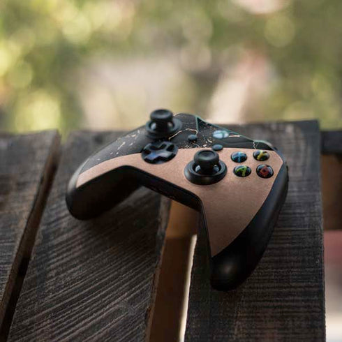 Black and Rose Gold Marble Split Xbox One X Controller Skin