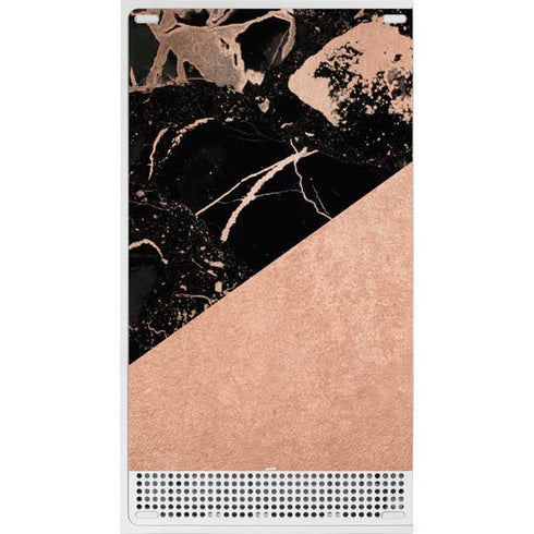 Black and Rose Gold Marble Split Xbox Series S Skins