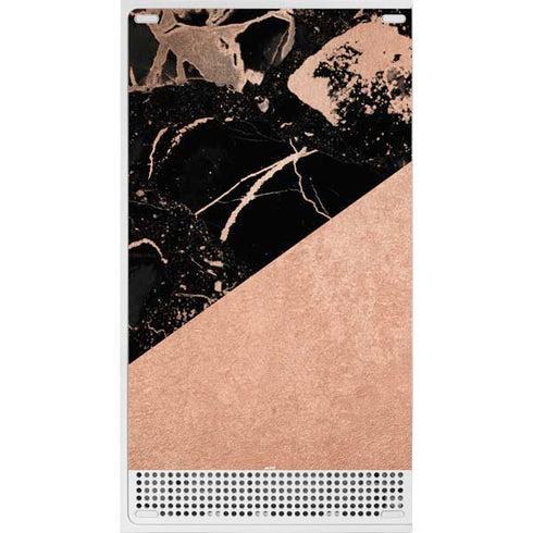 Black and Rose Gold Marble Split Xbox Series S Console Skin