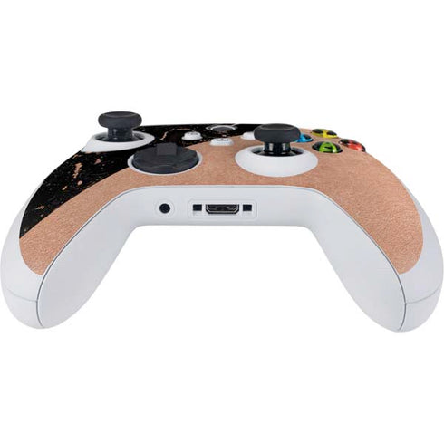 Black and Rose Gold Marble Split Xbox Series S Controller Skin