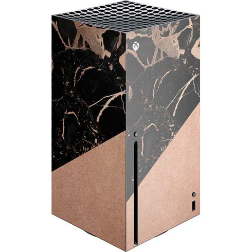 Black and Rose Gold Marble Split Xbox Series X Console Skin