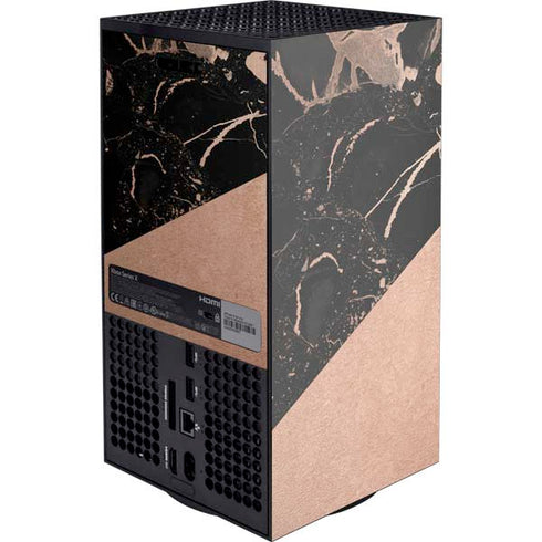 Black and Rose Gold Marble Split Xbox Series X Console Skin
