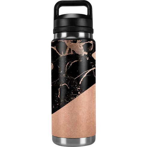 Black and Rose Gold Marble Split YETI Rambler 26oz Bottle Skin