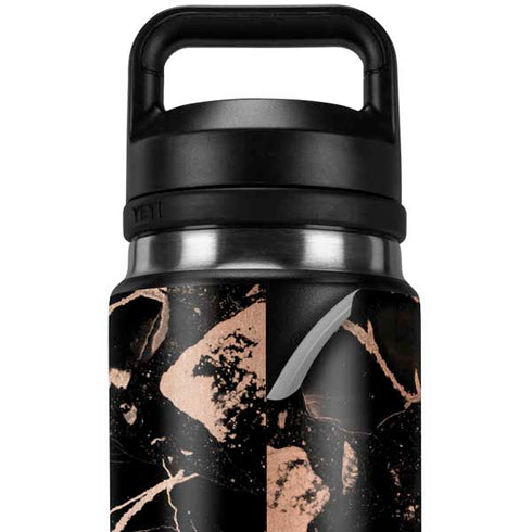 Black and Rose Gold Marble Split YETI Rambler 26oz Bottle Skin