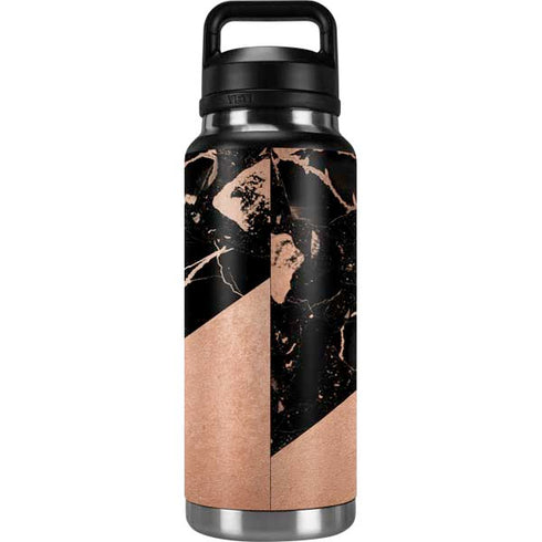 Black and Rose Gold Marble Split YETI Rambler 36oz Bottle Skin