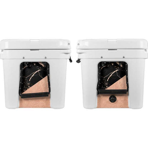Black and Rose Gold Marble Split YETI Tundra 35 Hard Cooler Skin