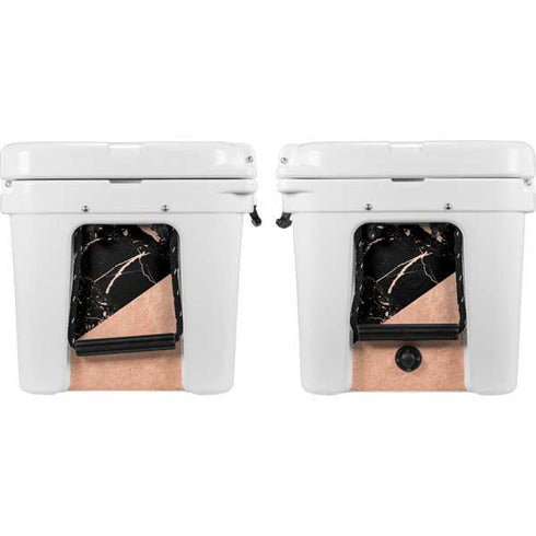 Black and Rose Gold Marble Split YETI Tundra 45 Hard Cooler Skin