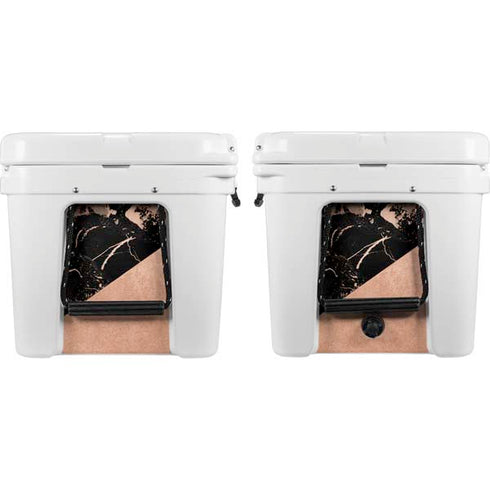 Black and Rose Gold Marble Split YETI Tundra 75 Hard Cooler Skin