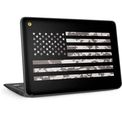Black and White Camo American Flag HP Chromebook Skin