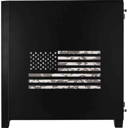 Black and White Camo American Flag Corsair 4000D Tempered Glass Mid-Tower ATX Case Skin