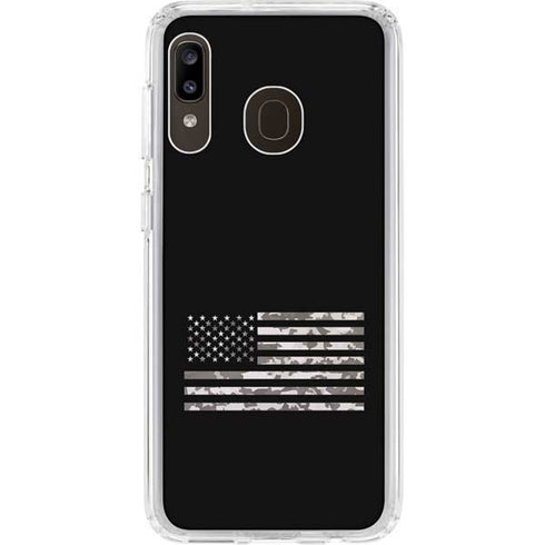 Black and White Camo American Flag Galaxy A20 Clear Case