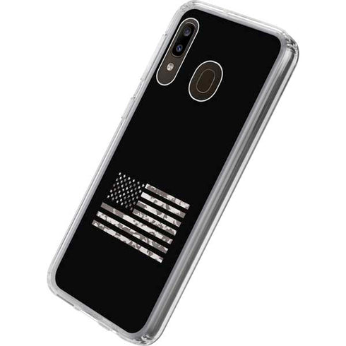 Black and White Camo American Flag Galaxy A20 Clear Case