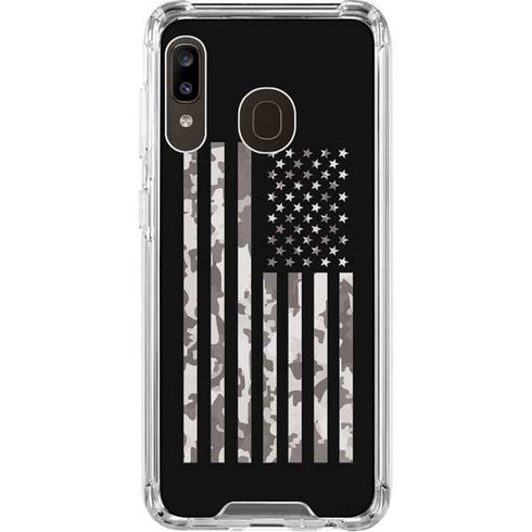 Black and White Camo American Flag Galaxy A30 Clear Case