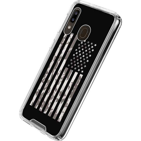 Black and White Camo American Flag Galaxy A30 Clear Case