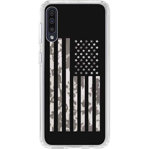 Black and White Camo American Flag Galaxy A50 Clear Case