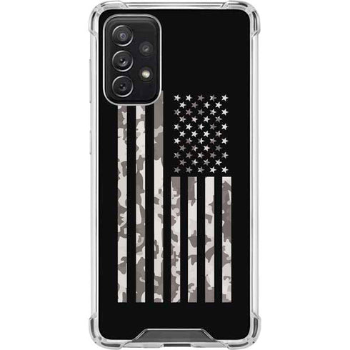 Black and White Camo American Flag Galaxy A72 5G Clear Case