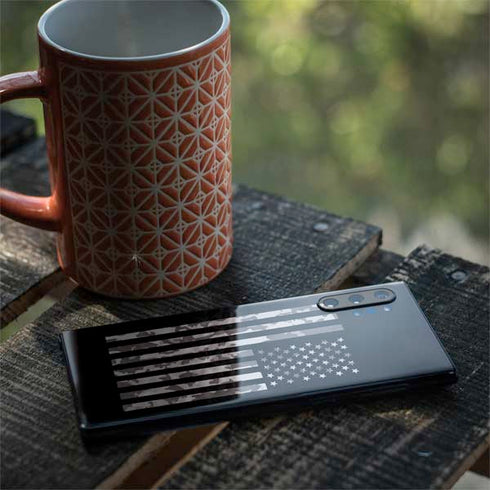 Black and White Camo American Flag Galaxy Note 10 Plus Skin