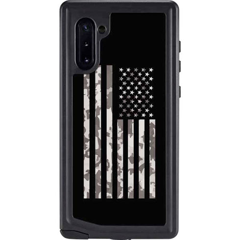 Black and White Camo American Flag Galaxy Note 10 Waterproof Case