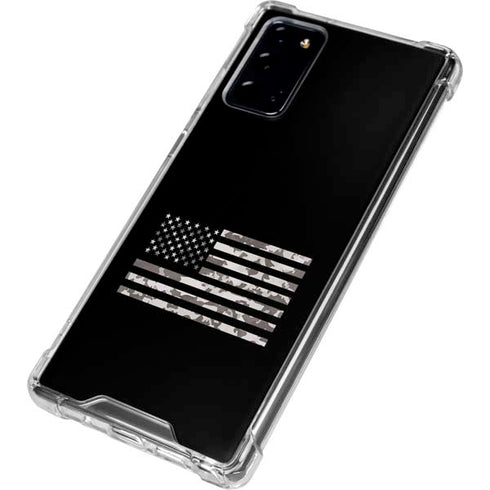 Black and White Camo American Flag Galaxy Note20 5G Clear Case