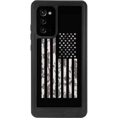 Black and White Camo American Flag Galaxy Note20 5G Waterproof Case