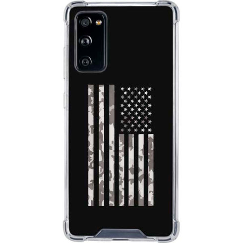 Black and White Camo American Flag Galaxy S20 FE Clear Case