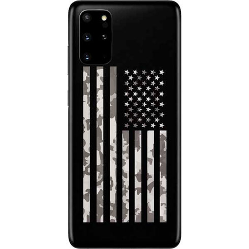 Black and White Camo American Flag Galaxy S20 Plus Skin
