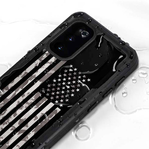 Black and White Camo American Flag Galaxy S20 Waterproof Case