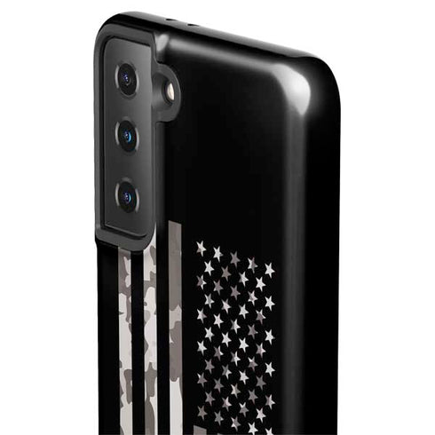 Black and White Camo American Flag Galaxy S21 FE Pro Case